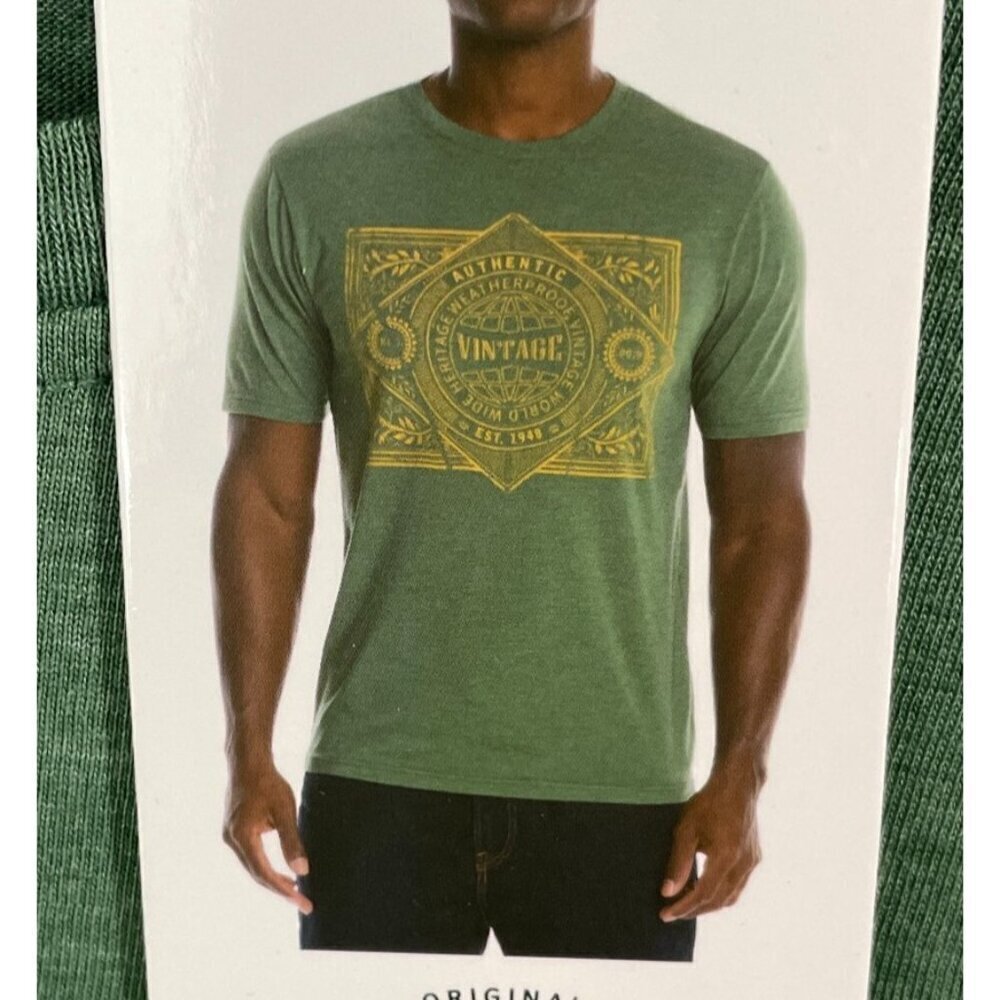 NEW Weatherproof Vintage Men's M Green Graphic T-Shirt Medium